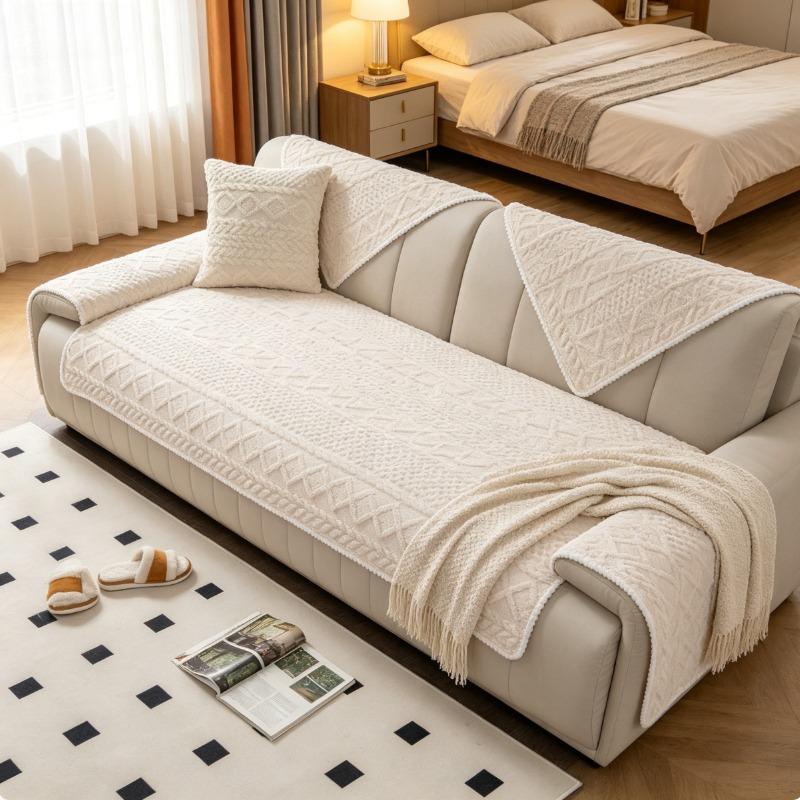 Cozy Cottagecore Couch Blanket | Plush Cream Knit Design for All-Season Comfort