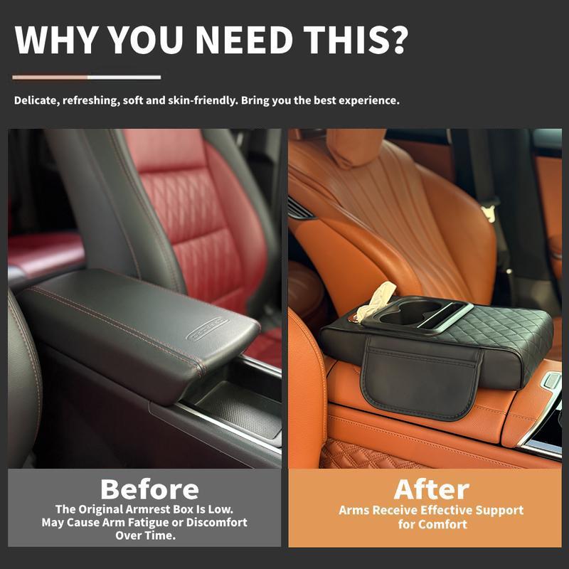 Car Armrest Cushion,5-in-1 Center Console Cover with 2 Storage Bags Cup Holder, Tissue Box Slot, Phone Slot for Sedans, Car Accessories Interior Organizers, fathersdaygift Car Armrest Cushion,5-in-1 Center Console Cover with 2 Storage Bags Cup Holder, Tissue Box Slot, Phone Slot for Sedans, Car Accessories Interior Organizers, fathersdaygift