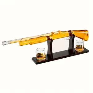 Glass Shotgun Design Decanter with Stand, 27oz Capacity, Non-Electric Spirit Dispenser for Whiskey, Scotch, Bourbon, Vodka, Unique Gift for Men