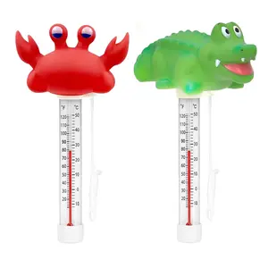 X-TBT86 2 Packs Floating Pool Thermometer, Large Size Easy Read for Water Temperature with String - Indoor and Outdoor Swimming Pools and Spas (Crocodile & Crab 04)