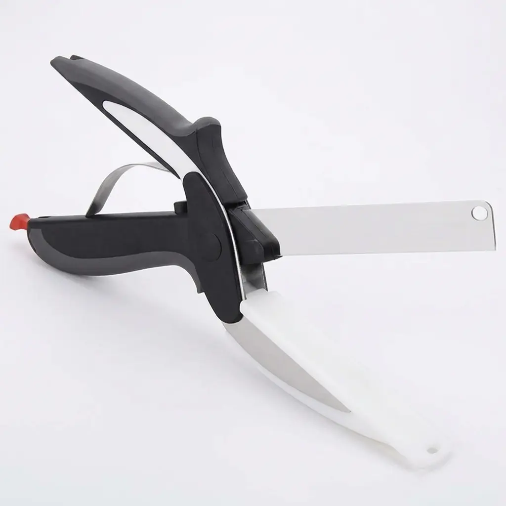 2-in-1 Stainless Steel Kitchen Scissors with Plastic Cutting Board & Safety Lock – 9.6" Detachable Food Cutter for Meat, Cheese, Vegetables – Easy-to-Use Kitchenware