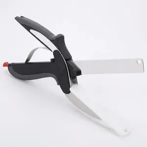 2 in 1 Kitchen Scissors for Food – Stainless Steel Blade & Plastic Cutting Board Scissors with Safety Lock | 9.6" Tomato Knife, Fruit & Vegetable Cutter – Easy-to-Use Kitchen Shears for Meat, Cheese Detachable Detachable Traditional