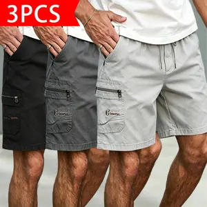 *Men’s 3-Pack Cargo Shorts  Stylish Multi-Pocket Design for Outdoor Sports and Beach Wear, Comfortable and Breathable, Suitable for Running, Workouts, and Everyday Use, Athletic Shorts, Men’s Shorts, Fitted Cut