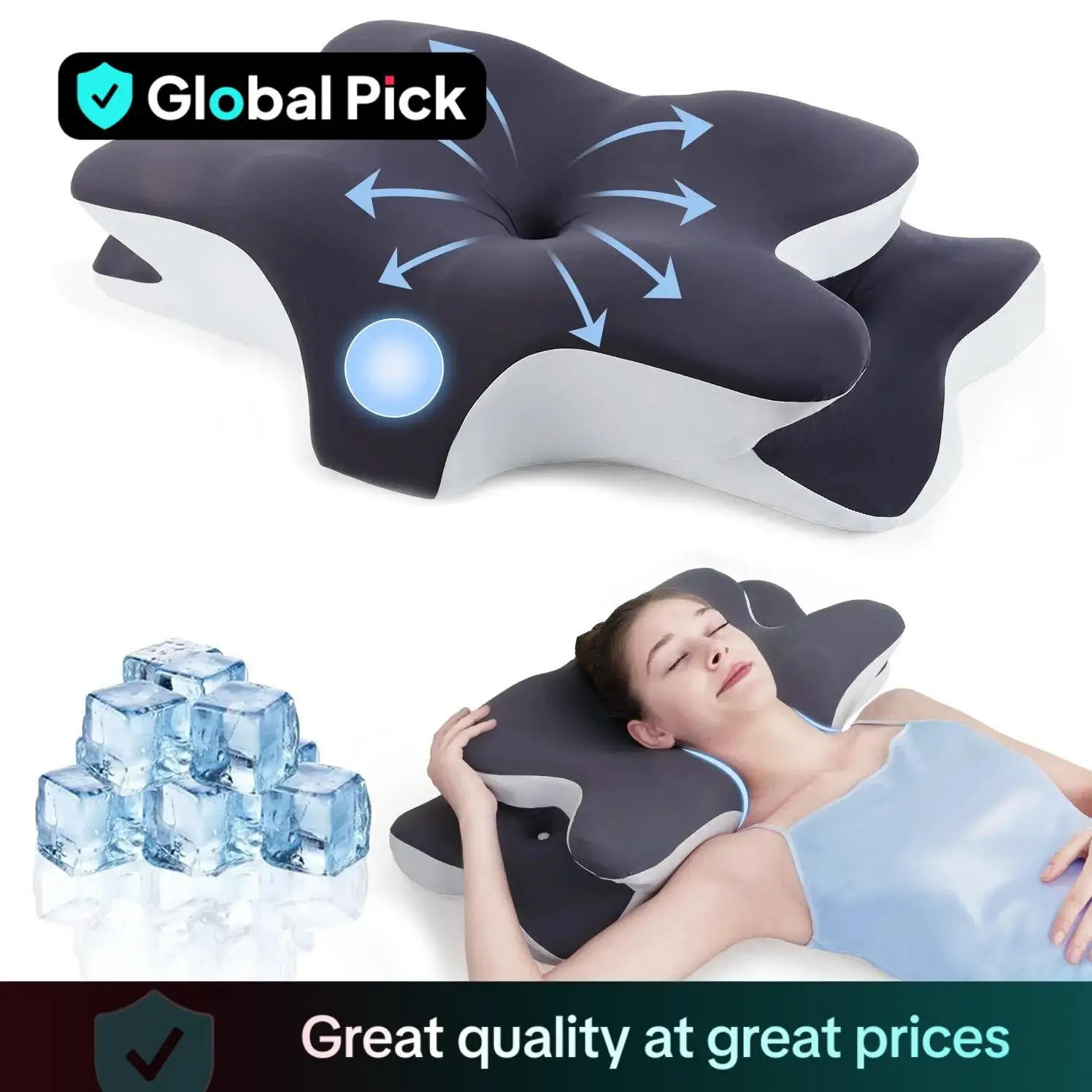 Double-sided Neck Pillow, 1 Count Adjustable Cervical Pillow with Cooling Cover, Neck Support Pillow for Sleeping, Travel, Home, Hotel