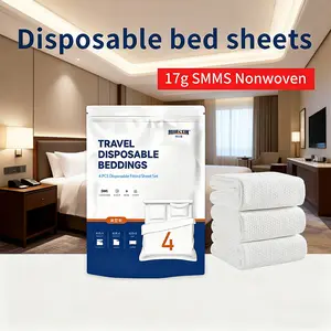 Disposable 4-Piece Bedding Set, 2 Pillowcases, Duvet Cover, Fitted Sheet, Soft & Breathable, Travel-Friendly, Perfect for Hotel & Business Trips