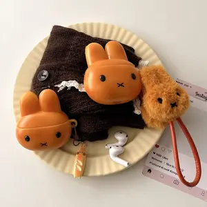 1 piece of bread rabbit earphone case,Cute wireless Bluetooth earphone case, drop resistant, durable and stylish accessory, suitable for AirPods pro3/1/2/3/4/pro/pro2(Different models may have different shapes)