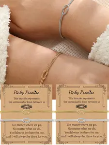 4pcs Matching Bracelets for Couples Love Knot Bracelet - Golden & Silvery Double-Strand Braided Cords - Couple Matching Jewelry Gift for My Love Best Friend Jewelry Valentines Day Christmas Birthday Gifts for Women Men