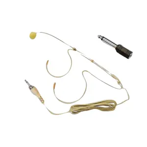 Double Over-Ear Headset Mic - Hands-Free Omni Boom, Beige, 3.5mm Adapter