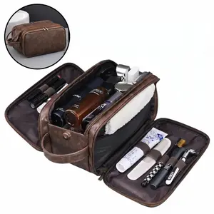 Women's PU Leather Waterproof Durable Toiletry Bag, Multifunctional Shaving Dopp Kit, Travel Grooming Organizer, Valentine's Day Gift for Girlfriend