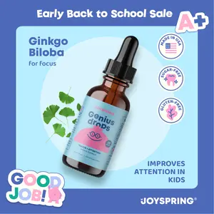 JoySpring Genius Drops Organic Focus Supplement | Stay Calmer & More Focused Naturally | Supports Concentration, Mental Clarity, and Cognitive Function