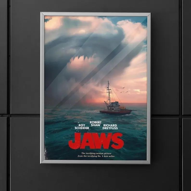 Jaws Poster - Movie Poster, Minimalist Print, Movie Wall Art, Movie Gift, Decor Room