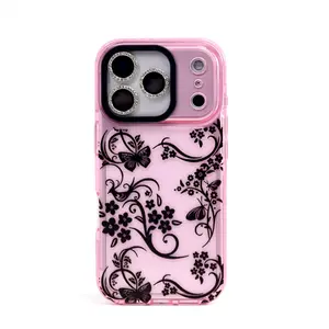 Floral Line Pattern Phone Case Compatible with iPhone 17 16 15 14 Pro Max & 16 15 14 Plus Ultra Thin Transparent Silicone Anti Yellowing Shockproof Soft Durable for Men Women