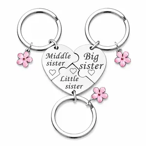 3PCS Sister Keychain Sister Gifts from Sisters Birthday Gifts from Sisters in Law Wedding Big Sisterr Gift for Girls Little Sisterr Matching Keychain Sibling Mothers Day Presents Christmas