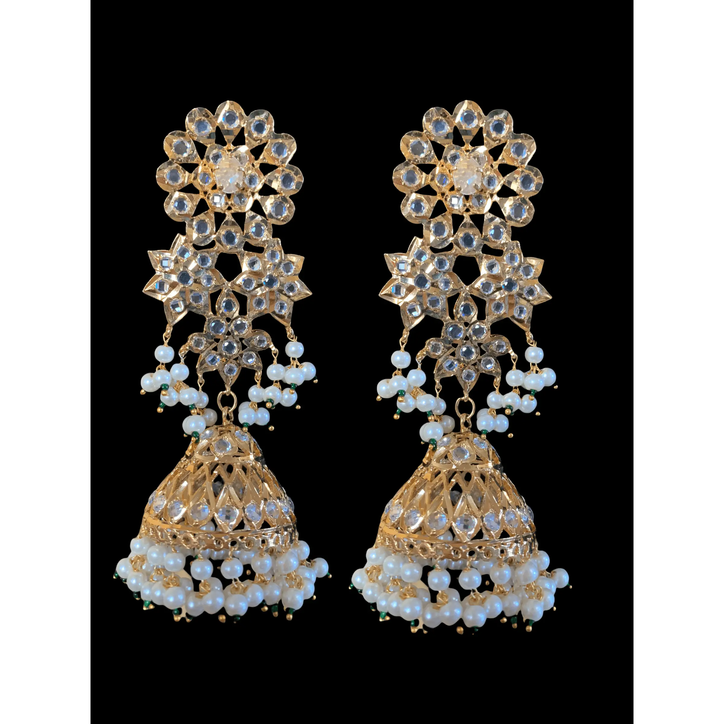 DER199 Tamanna oversized jhumka - green  beads ( READY TO SHIP )