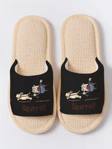 Funny Squirrel Dog Print Toe-Exposed Slippers, All-Season Soft Sole Home Floor Slipper, Anti-Slip Breathable Non-Odorous Footwear