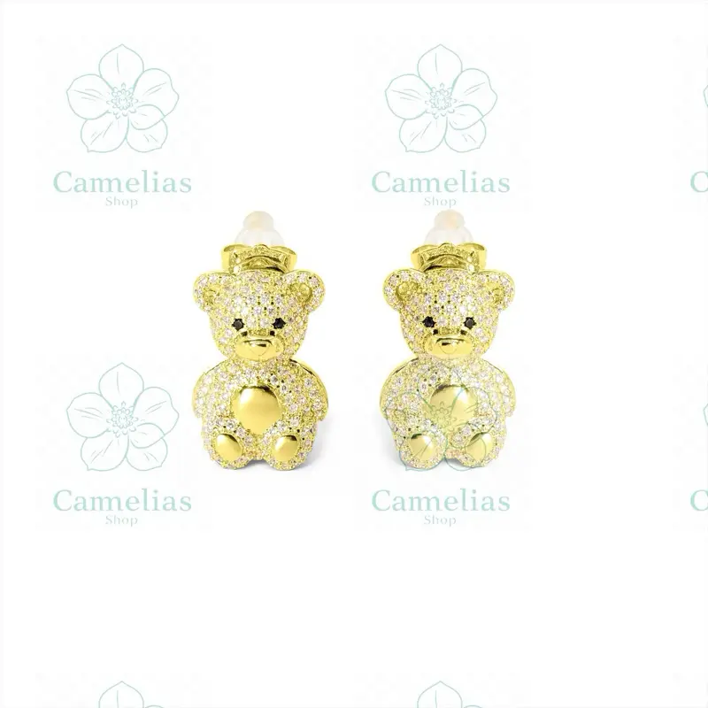 Erring Bear Fashion Jewelry Gold-Tone Bear Design with Blue Heart and Pearl Accents Unique Accessory