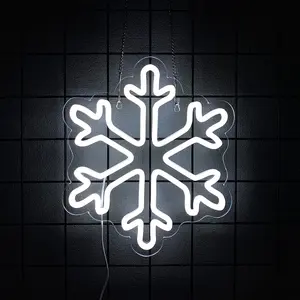 Snowflake Neon Lights, Snowflake LED Lights Winter Neon Lights USB Powered Window & Wall Decor Living Room Accent Perfect for Winter Christmas Parties Holiday Bedroom Nights Gift Idea