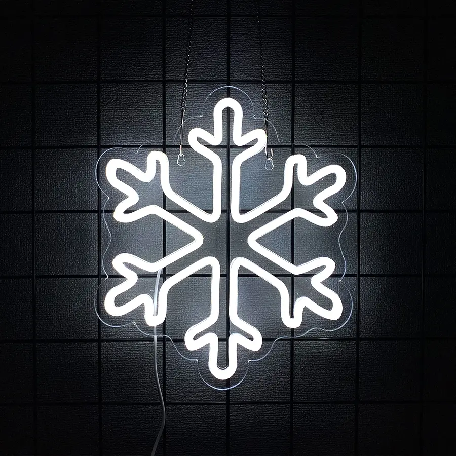Snowflake Neon Lights, Snowflake LED Lights Winter Neon Lights USB Powered Window & Wall Decor Living Room Accent Perfect for Winter Christmas Parties Holiday Bedroom Nights Gift Idea