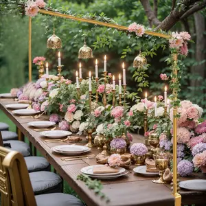 Table Rod Stand with Clamps - Gold Table Top Arch Frame Backdrop Stand, Balloon Arch Stand for Wedding, Birthday,, Christmas, Easter