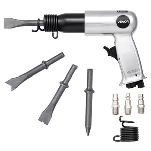 VEVOR Air Hammer, 3500BPM Pneumatic Hammer with 2.76 inch Stroke & 4PCS Chisels Round Shank, Pistol-Grip Compact Air Chisel Pneumatic Shovel Tool for Cutting Punching Scraping