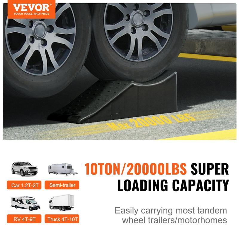 VEVOR single pack Car Service Ramp,  , 20000 lbs/10 ton Loading Capacity, 5.5" Lift Car Ramp, Low Profile Plastic Tire Ramp, Heavy Duty Truck Ramp for Oil Changes Wheels, Lift Vehicle Maintenance  VEVOR Super Brand Day