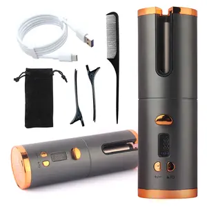 USB Rechargeable Automatic Hair Curler, 6 Temperature Settings, Wireless Typ-C Wave Styler, Anti-Scald Design, Travel & Home Use