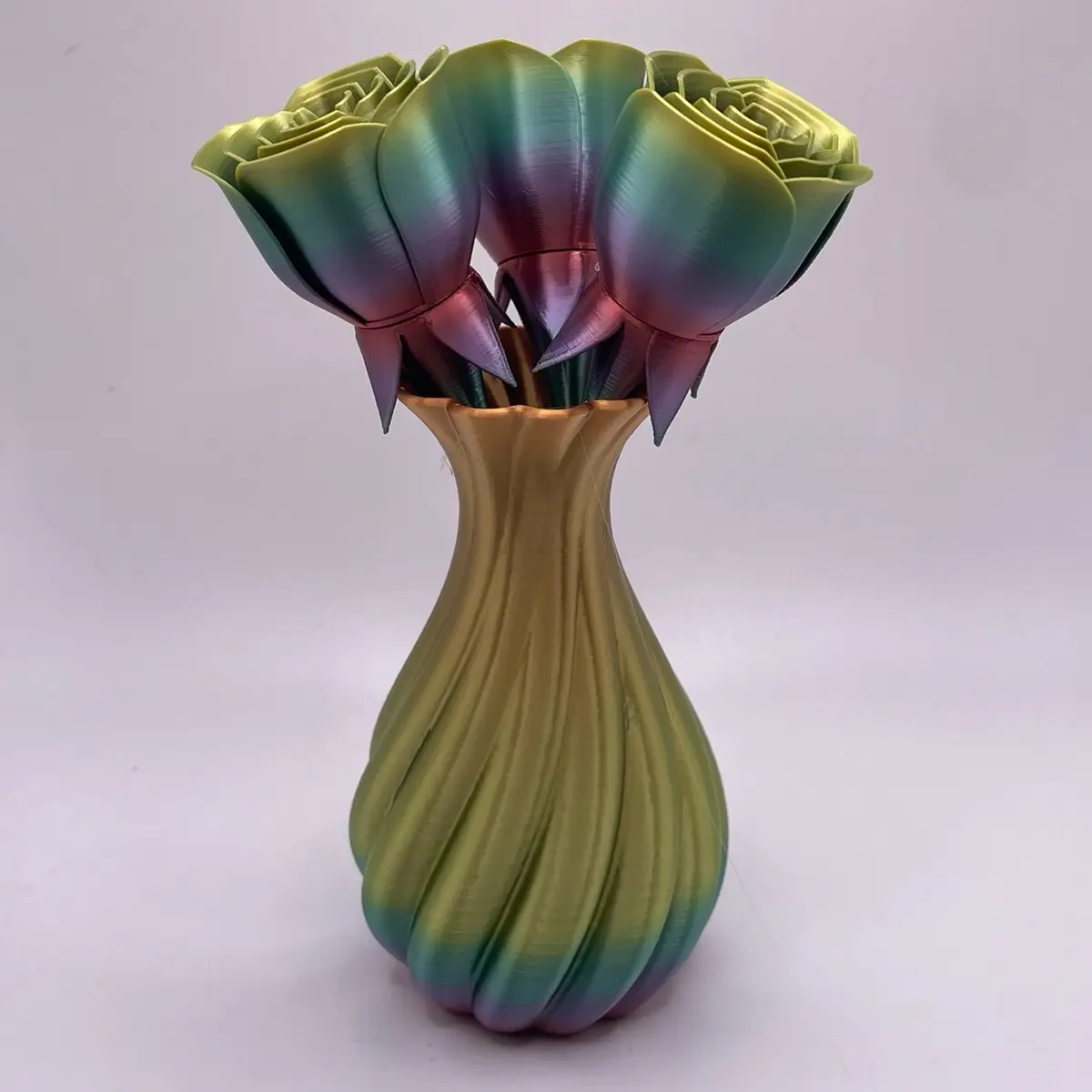 Rainbow Vase With Roses 3D Printed Rainbow Vase With Roses 3D Printed
