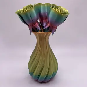 Rainbow Vase With Roses 3D Printed