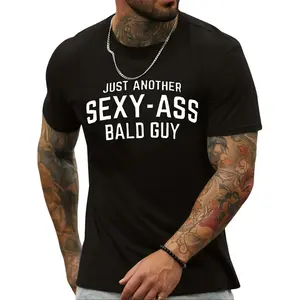 Unisex Cut Cotton Sports T-Shirt - Male Bald Guy Photo Transfer Print, Crew Neck, Short Sleeve, Versatile Summer Athletic Clothes, Ideal for Gifting