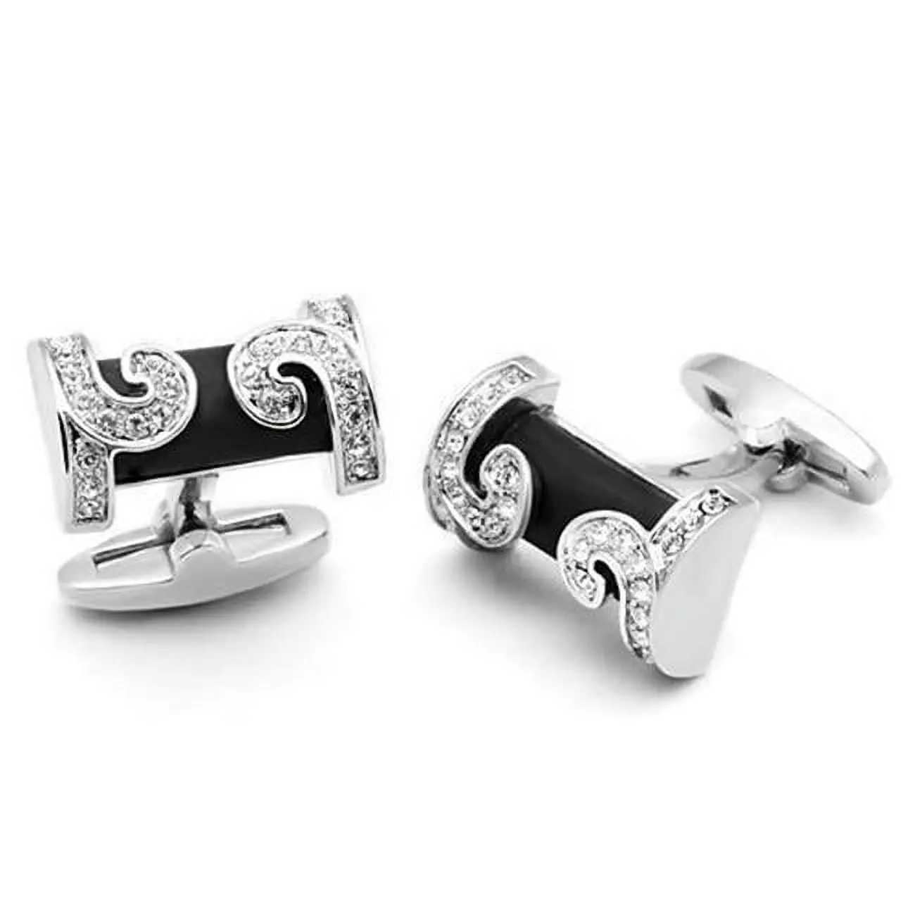 212 MAIN Women's Rhodium-Plated Brass Cufflinks, Adorned with Top-Grade Transparent Crystals, Fashion Jewelry to Enhance Natural Beauty