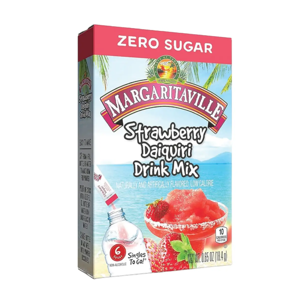 Margaritaville Strawberry Daiquiri Drink Mix Packets, 6-Count Refreshing Hydration Powder, Ideal for Events