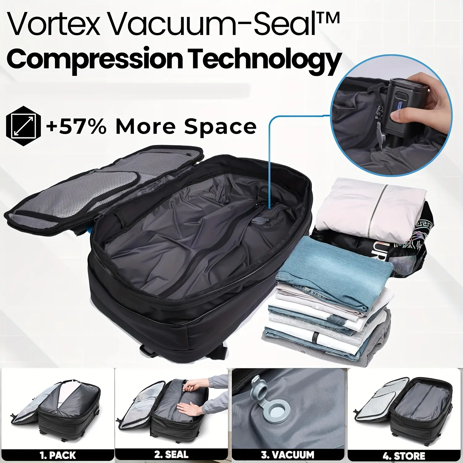 15.85gal Large Capacity Vacuum Backpack with Customs Lock - High Quality, Dustproof, and Durable for Travel, Camping, and Business Trips - Multi-Compartment Organizer for Clothes, Toiletries, Tablets, Phones, Books, and Personal Items