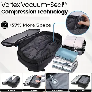 15.85gal Large Capacity Vacuum Backpack with Customs Lock - High Quality, Dustproof, and Durable for Travel, Camping, and Business Trips - Multi-Compartment Organizer for Clothes, Toiletries, Tablets, Phones, Books, and Personal Items
