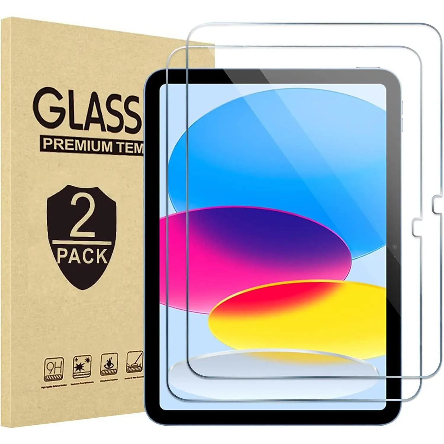 [2 Pack] Screen Protector For iPad 11th (A16) /10th Generation 10.9 Inch 2025/2022 Model A2696/A2757/A2777/A3354/A3355/A3356 Tempered Glass Film Guard for iPad 11th/10th Gen 10.9" Inch [ ID & Pencil Compatible] Anti- Scratch HD Clear