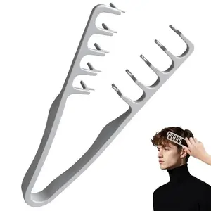 Men's Dual-Sided Texture Comb Set, Wide Tooth and Fine Tooth Design, Voluminous Style, Anti-Slip Travel Comb, Silver Color and Volumizing Comb
