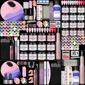 Acrylic Nail Kit with Drill Set for Beginners with Everything 12 Color Acrylic Powder Nail Decoration Tools Home Salon