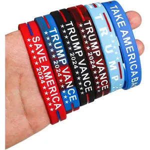 American Flag Silicone Rubber Bracelets Vote USA Election Rubber Bracelets Take America Back Wristbands Trump Vance Bracelet Independence Day Gifts