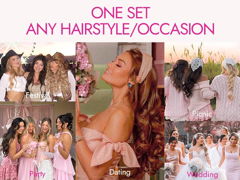 [KooKaStyle] Clip-In Hair Extensions for Women, 4PCS Soft Wavy Synthetic Hairpieces for Instant Volume & Length, Natural-Looking Seamless Blend, 20 Inch Black
