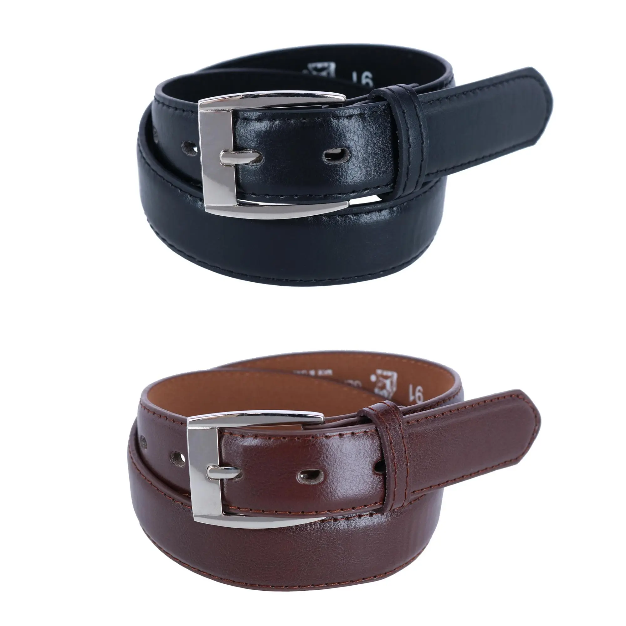 ctm Kids' Genuine Leather Belt Set - 2-Pack Classic Heavy Duty Matching Belts for Casual Everyday Jeans, 1.125 Inch, Jean Belts