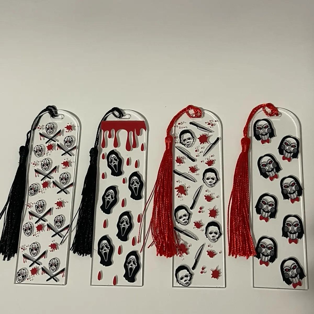 4 pack of Scary Horror Bookmarks - Perfect for Halloween