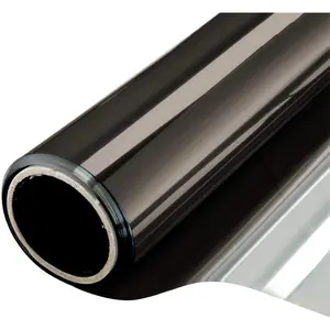 Window Film One Way Mirror Tint Vinyl Daytime Privacy Static Non-Adhesive Decorative Heat Control Anti UV Window Covering for Home and Office Black Silver 6 Mil 17.5 Inch x 6.5 Feet