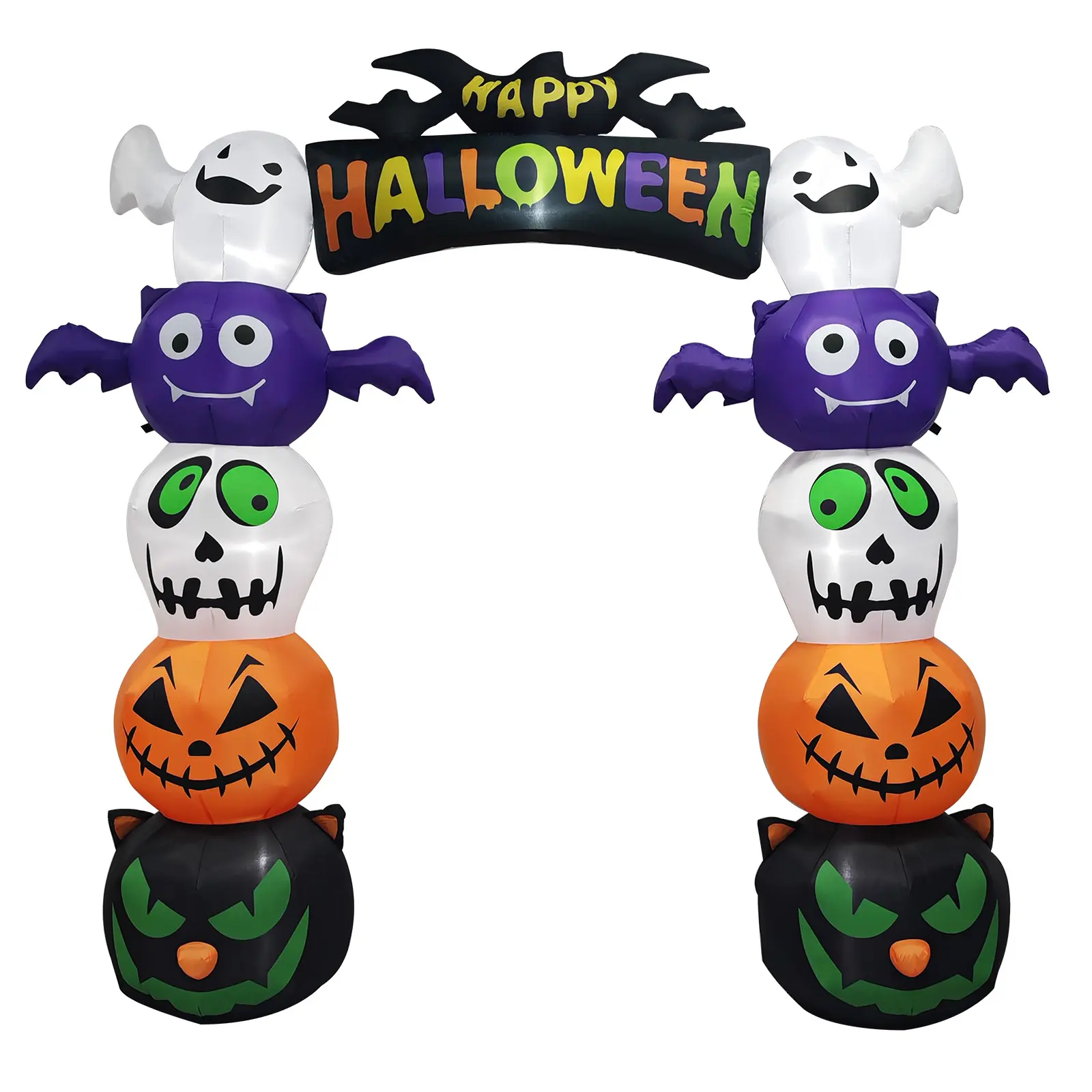 8.2 FT Halloween Inflatable Pumpkin Archway, Blow Up Yard Decor with Ghost, Built-in White LED Lights, Weather-Resistant Polyester for Front Yard Lawn Halloween Party Decor