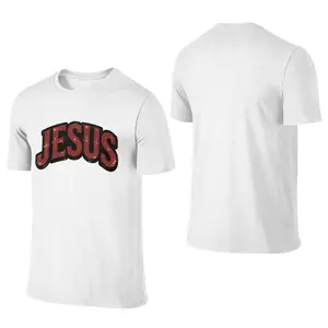 100% Cotton Graphic Tees Vintage Distressed JESUS Letter Print Jesus Tshirt Oversized Tshirt Men Christian Faith Graphic Tees Religious Men Short Sleeve Tee