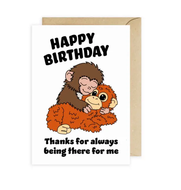 Punch The Monkey Cute Birthday Card Viral Baby Monkey