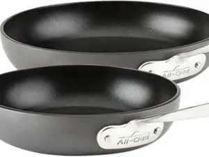 2-Piece Hard Anodized Nonstick Fry Pan Set – 8" & 10" Frying Pans, Induction Compatible, Oven Broiler Safe 500°F, Dishwasher Safe, Black