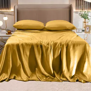 Mocassi Fine 4-Piece Silky Satin Sheet Set, Bright Shades Mocassi Fine 4-Piece Silky Satin Sheet Set, Bright Shades