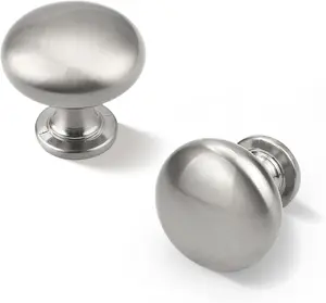 30 Pack Drawer Pulls and Knobs, 1-1/4" Diameter Nickel Round Knobs for Cabinets, Zinc Alloy Dresser Handles