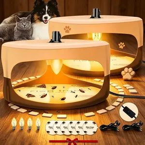 2 Pack Flea Traps for Inside Your Home, Indoor Flea Light Trap with 6 Sticky Pads & 4 Replacement Bulbs, Indoor Flea Trap Sticky Insect Catcher for Fleas, Moths & Gnats