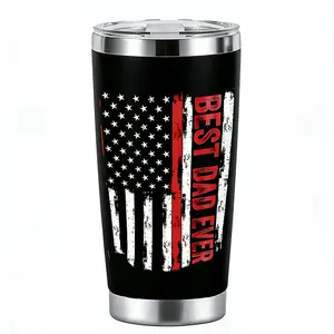 Best Dad American Flag Design 20oz Stainless Steel Cup Tumbler,Thermos Cup with Lid,Reusable Drinking Cup,High-Quality Water Bottle for Iced Coffee,Beer,Juice,Milk,Cold Drinks,Fashionable,Perfect Gift for Sarcasm Lovers,Friend,Family,Coffee