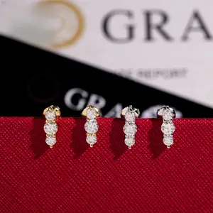 [ICE HUE]18K Gold Vacuum Plated S925 with 5A+ Sri Lanka Moissanite Stud Earrings, 4 * 12.5mm, Luxury Jewelry, Classic & Versatile Daily Wear, Gift Idea for Women & Men, Simple Sporty Style